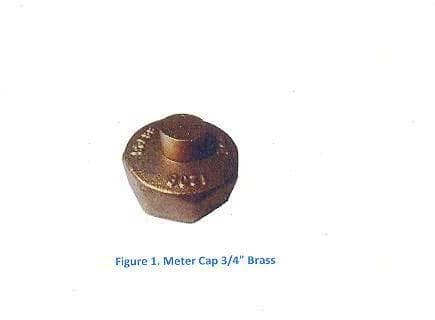 METER CAP 3/4" MADE OF MACHINED BRASS. TYPICAL USE IS FOR THE INSTALLATION OF DOMESTIC GAS METERS.