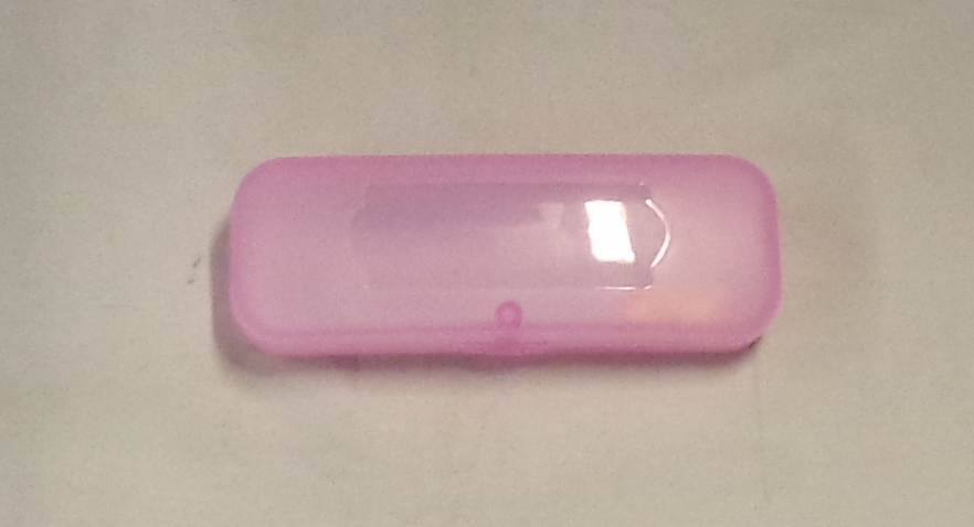 PINK SPECTACLE PLASTIC CASE. MADE FROM POLYPROPYLENE MOULDED PLASTIC. WITH ENVIRONMENTAL PROTECTION.
