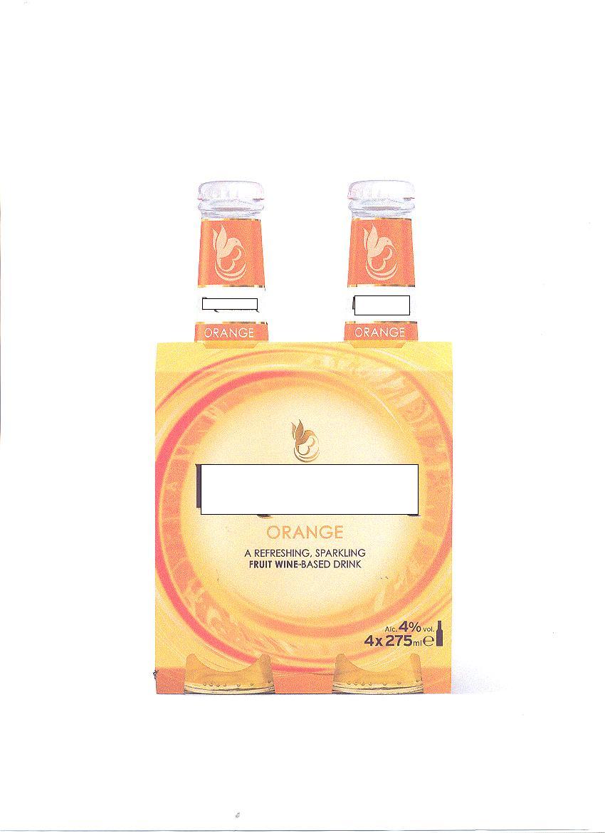 A SPARKLING  FERMENTED BEVERAGE MADE FROM A BASIS OF CARBONATED WATER, FRUIT WINE, SUGAR, FLAVOURINGS, ACIDIFIER: CITRIC ACID, ACIDITY REGULATOR: SODIUM CITRATE, COLOURING, PRESERVATIVES, SWEETENERS, STABILIZERS, FLAVOUR ENHANCER AND CLOUD.  ALCOHOL BY VOLUME 4%. PACKAGED IN 70ML BOTTLES. IN WATERMELON, PINEAPPLE, ORANGE, PEACH AND MIXED BERRY FLAVOURS. THERE IS NO MEMBRANE TREATMENT SUCH AS ULTRA-FILTRATION, REVERSE OSMOSIS OR SIMILAR.