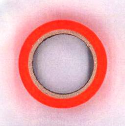 SELF ADHESIVE DECORATIVE TAPE. ORANGE IN COLOUR. THE ARTICLE IS A ROLL OF COLOURED SELF ADHESIVE PAPER TAPE FOR DECORATION. ON THE UNDERSIDE OF THE TAPE THERE IS A LAYER OF ACRYLIC GLUE MAKING THE TAPE SELF ADHESIVE. THERE IS A LAYER OF SILICONE RELEASE COATING ON THE TAPE SURFACE. THE SILICONE COATING DOES NOT CONSTITUTE MORE THAN HALF THE TOTAL THICKNESS OF THE TAPE. THE TAPE IS MADE UP OF 80% PAPER. THE PAPER HAS NOT BEEN IMPREGNATED WITH ANY KIND OF PLASTIC OR RUBBER.
