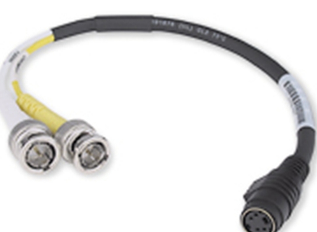 ELECTRIC CONDUCTOR FITTED WITH CONNECTORS . A  4-pin Mini DIN Female to 2 BNC Male adapters. These S-video to BNC cable adapters converts 4-pin mini-DIN connectors to BNC connectors (Y and C) for routing into switchers, distribution amplifiers, and S-video devices that use BNC connectors. ADAPTERS ARE AVAILABLE IN LENGTHS OF 1 FEET (30 cm), 3 FEET   (90 cm), and 6 FEET (1.8 m).OF A VOLTAGE OF LESS THAN 1,0000 VOLTS.
