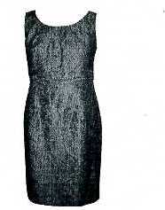 WOVEN EMPIRE LINE DRESS FOR WOMEN. REACHING DOWN TO THE KNEE. WITHOUT SLEEVES.  ROUND NECK, WITH PLEATS AT FRONT OF NECKLINE.  PARTIAL OPENING AT THE BACK FASTENED BY ZIP.  HEMMED AT BASE. 81 PERCENT VISCOSE, 13 PERCENT POLYESTER AND 6 PERCENT POLYAMIDE.