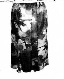WOVEN LADIES PRINTED PANEL SKIRT MADE FROM 100 PERCENT VISCOSE. FULLY LINED WITH A 100 PERCENT ACETATE LINING. DESIGNED TO COVER LOWER PART OF THE BODY FROM WAIST TO BELOW THE KNEE, FULL LENGTH IS 79CM. THE GARMENT HAS NO OPENING, WAISTBAND IS FULLY ELASTICATED.