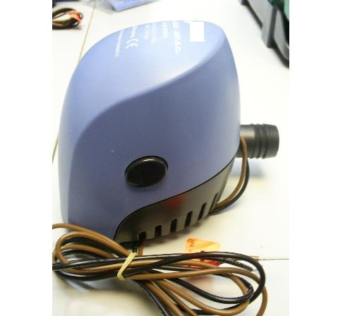 ELECTRIC BILGE PUMP.  A SINGLE STAGE SUBMERSIBLE CENTRIFUGAL PUMP.  THESE PUMPS ARE PLACED IN THE HOLD OR LOWER LEVELS OF A SHIP TO REMOVE ACCUMULATED WATER FROM THE LOWEST PORTION OF THE VESSEL.  FEATURES: SIMPLE INSTALLATION, MULTIPLE WIRE LOCATIONS; MEETS ISO8849 MARINE STANDARD; LOW AMP DRAW MEANS LONG BATTERY LIFE; EASY MAINTENANCE - ACCESS TO MOTOR CARTRIDGE AND FILTER AREA; COMPACT DESIGN; ROBUST ABS FUEL-RESISTANT HOUSING; LARGE FILTER BASE ENSURES MAXIMUM SURFACE AREA EXPOSED TO BILGE WATER.  MATERIALS: PUMP BODY - ABS; SEALS - NITRILE; IMPELLER - ACETAL.  PACKAGED IN A TRANSPARENT PLASTIC BLISTER PACK.  OPEN FLOW RATE AT 13.6 V DC: 57 LITRES/MINUTES.  NOMINAL VOLTAGE: 12 V DC.  CURRENT DRAW: 3.5 AMPS.  WEIGHT: 450 GRAMS.  HOSE CONNECTION: 28.5 MM.  DIMENSIONS: 109 X 135 X 103 MM.
