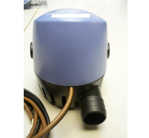 ELECTRIC BILGE PUMP.  A SINGLE STAGE SUBMERSIBLE CENTRIFUGAL PUMP.  THESE PUMPS ARE PLACED IN THE HOLD OR LOWER LEVELS OF A SHIP TO REMOVE ACCUMULATED WATER FROM THE LOWEST PORTION OF THE VESSEL.  FEATURES: SIMPLE INSTALLATION, MULTIPLE WIRE LOCATIONS; MEETS ISO8849 MARINE STANDARD; LOW AMP DRAW MEANS LONG BATTERY LIFE; EASY MAINTENANCE - ACCESS TO MOTOR CARTRIDGE AND FILTER AREA; COMPACT DESIGN; ROBUST ABS FUEL-RESISTANT HOUSING; LARGE FILTER BASE ENSURES MAXIMUM SURFACE AREA EXPOSED TO BILGE WATER.  MATERIALS: PUMP BODY - ABS; SEALS - NITRILE; IMPELLER - ACETAL.  PACKAGED IN A TRANSPARENT PLASTIC BLISTER PACK.  OPEN FLOW RATE AT 13.6 V DC: 82 LITRES/MINUTES.  NOMINAL VOLTAGE: 12 V DC.  CURRENT DRAW: 5.0 AMPS.  WEIGHT: 820 GRAMS.  HOSE CONNECTION: 28.5 MM.  DIMENSIONS: 129 X 168 X 121 MM.