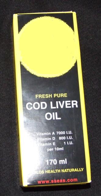 COD LIVER OIL WITH ADDED VITAMINS IN LIQUID FORM. PACKAGED FOR RETAIL SALE IN A 170 ML GLASS BOTTLE IN A CARDBOARD BOX.  INGREDIENTS INCLUDE: PURE COD LIVER OIL, VITAMINS A, D, E, OMEGA 3 FISH OIL, EPA AND DHA.