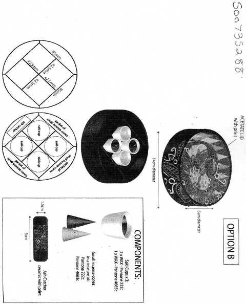CANDLE AND INCENSE SET DEIGNED FOR FRAGRANCING A ROOM.CONSISTING OF 6 INCENSE CONES, 4 FRAGRANCED CANDLES IN EARTHENWARE SAKI CUPS, AND STONEWARE ASH CATCHER MEASURING 5CMS X 1.5CMS.  WITH CIRCULAR RECESS TO HOLD THE CONES.PACKAGED FOR RETAIL SALE IN A CURCULAR PRINTED PAPERBOARD BOX WITH PLASTIC OUTER SLEEVE.