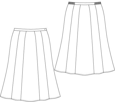 A WOVEN FULLY LINED PANELLED SKIRT FOR WOMEN DESIGNED TO COVER THE LOWER PART OF THE BODY FROM THE WAIST TO THE ANKLE. WITH PARTIALLY ELASTICATED WAIST. WITH BUTTON AND CONCEALED ZIP TO WAIST ON LEFT HAND SIDE. LENGTH 30 CM. 57 PER CENT POLYESTER, 43 PER CENT VISCOSE.LINING 100PER CENT ACETATE.