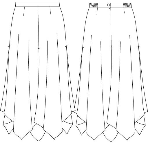 WOVEN PANELLED SKIRT TO COVER THE LOWER PART OF THE BODY FROM THE WAIST TO THE ANKLE, WITH POINTED HEM DETAIL. WITH PARTIAL OPENING TO BACK OF SKIRT FASTENED WITH A ZIP. DOUBLE LAYER LINING.64 PER CENT POLYESTER, 36 PER CENT VISCOSE. LINING 100 PER CENT WOVEN POLYESTER.