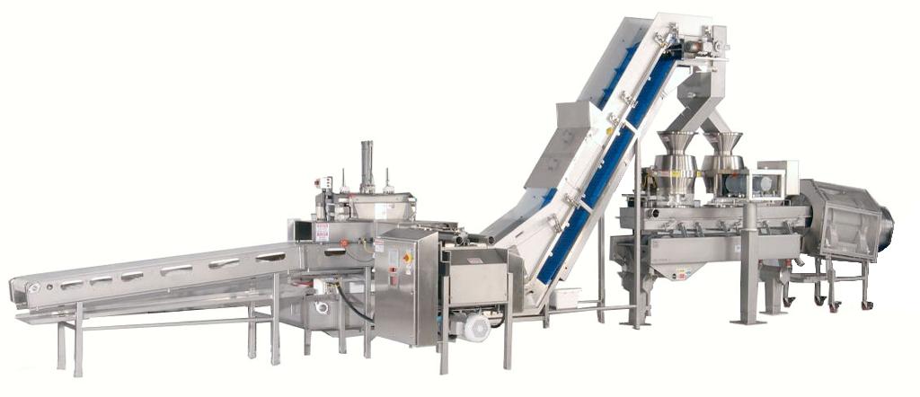 STAINLESS STEEL INDUSTRIAL CHEESE SHREDDING MACHINE. THE SYSTEM CONSISTS OF A CHEESE CUBER WITH HYDRAULIC CYLINDERS AND A HYDRAULIC OPERATING SYSTEM THAT IS CAPABLE OF REDUCING A BLOCK OF CHEESE FROM 10KG ,20KG AND 54KG TO 26MM AND 64MM CUBES. A CHEESE SLICER SHREDS THE CUBED CHEESE INTO SHREDDED PORTIONS. WITH A VIBRATOR CONVEYOR AND AN ELECTRICAL CONTROL PANEL. SYSTEM CAN PRODUCT 4535KG - 6800KG OF SHREDDED CHEESE PER HOUR.