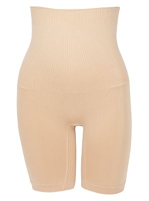 KNITTED, HIGH WAISTED CONTROL PANTY GIRDLE FOR WOMEN.  REACHING DOWN TO MID THIGH ENVELOPING EACH LEG SEPARATELY.  BODY SUPPORTING, WITH RESTRICTED HORIZONTAL ELASTICITY. DESIGNED TO FLATTEN THE TUMMY AND THIGHS. 90 PERCENT NYLON AND 10 PERCENT SPANDEX