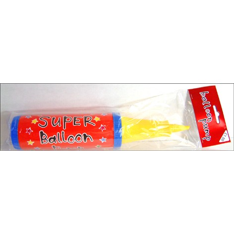 AIR PUMP. DESIGNED FOR PUMPING UP BALLOONS.HAND-OPERATED.MADE OF PLASTIC.DECORATED.PACKAGED IN A PLASTIC BAG WITH PRINTED CARD HEADER.