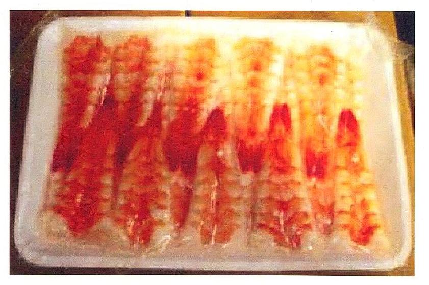FROZEN BOILED SHRIMPS. OF THE GENUS VANNAMEI. SHELLED WITH TAILS. WITH SALT AND WATER. IN AIRTIGHT CONTAINERS. PACKAGED IN 130G, 150G AND 170G.