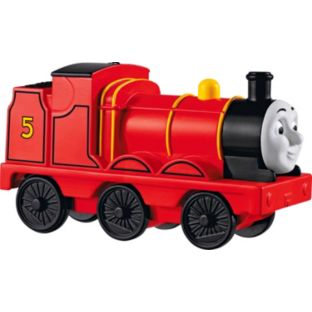 A TALKING BATTERY OPERATED TRAIN ENGINE. PART OF A CHILDRENS PROGRAMME RANGE. MADE FROM PLASTIC. DESIGNED FOR CHILDREN 18 MONTHS PLUS. PUSH ALONG AND FREE WHEELING. SAYS A NUMBER OF PHRASES.