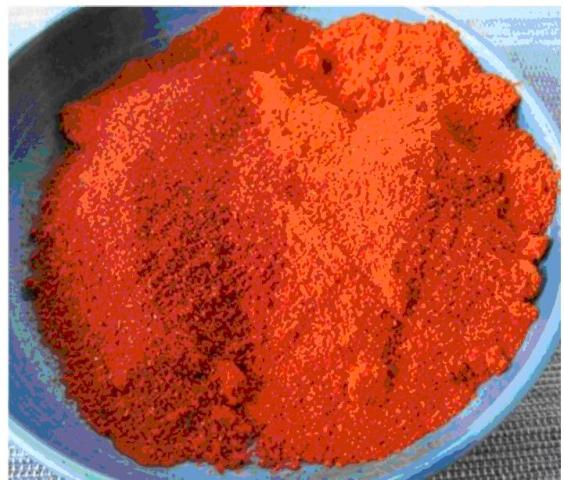 GROUND CHILLI PEPPER IS DRIED CHILLI PEPPER
PIMENTA  WHICH IS GROUND INTO A FINE FLOUR FORM. IN ITS DRIED FORM IT LAST FOR A LONG PERIOD AND IS PACKED UP IN BAGS. IT IS CALLED ATA GIGUN IN NIGERIAN LANGUAGE.