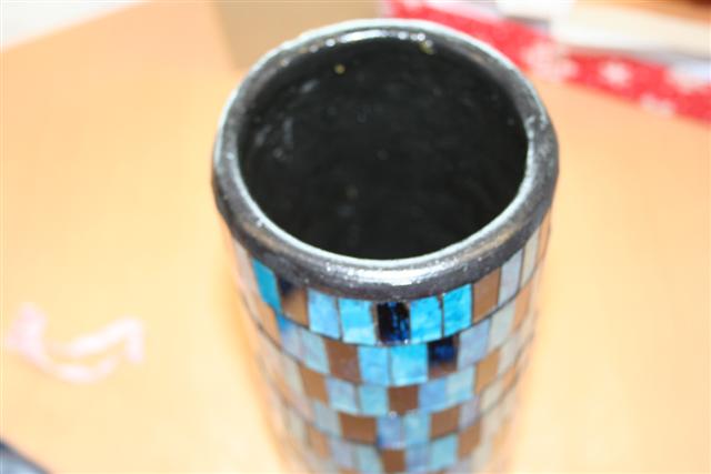 DECORATIVE HAND MADE VASE MADE IN TERACOTTA WITH MOSAIC GLUED ON THE OUTSIDE