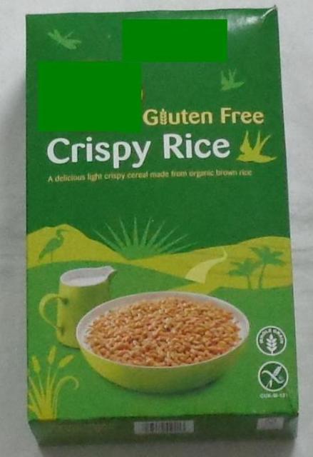 CRISPY RICE BREAKFAST CEREAL. INGREDIENTS: BROWN RICE FLOUR, RAW CANE SUGAR, SEA SALT AND MOLASSES. PRESENTED IN A PRINTED CARDBOARD BOX. WEIGHT 284g.