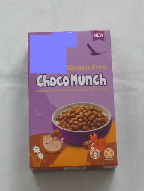 WHOLE GRAIN BREAKFAST CEREAL CORN BALLS WITH LESS THAN 6% CHOCOLATE FLAVOURING. INGREDIENTS: WHOLE GRAIN CORN MEAL, CORN MEAL, RAW CANE SUGAR, COCOA, NATURAL FLAVOUR AND SEA SALT.