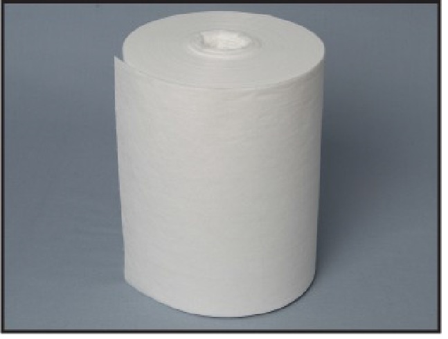 NON WOVEN PRODUCT PRESENTED ON THE ROLL (250 SHEETS PER ROLL). MADE UP WITH PERFORATIONS AT REGULAR INTERVALS ACROSS THE WIDTH FOR EASY SEPARATION INTO PIECES MEASURING 23CM X 38CM. CAN BE USED TO ABSORB SPILLS , FOR POLISHING AND CLEANING OF METAL AND LENS SURFACES, GENERAL CLEANING OF MANUFACTURING EQUIPMENT AND BENCH TOP SURFACES, CLEANING OF LAB EQUIPMENT AND ALSO SURFACE PREPARATION. WHITE IN COLOUR. CONSISTING OF A 50/50 BLEND OF POLYPROPYLENE AND RAYON STAPLE FIBRES TOTAL THICKNESS: 290 MICROMETRES. WEIGHT 60.9G/M2. PUT UP FOR SALE TO CUSTOMERS AS A CASE OF FOUR ROLLS.