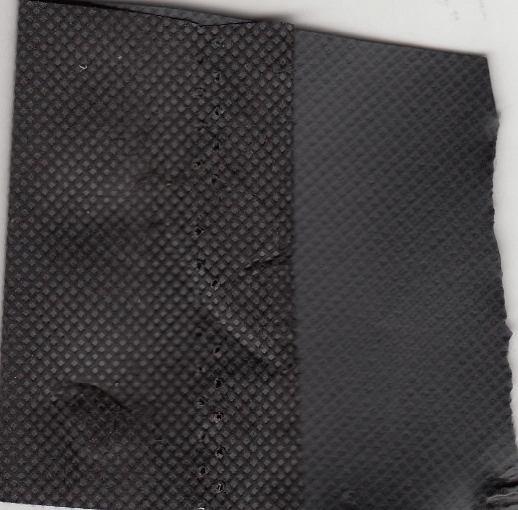 NON WOVEN SPUNBOND TEXTILE FABRIC, 100% POLYESTER FILAMENT OF 60GSM WEIGHT. BACK COATED WITH A LIGHT WEIGHT PVC GIVING ADDED STRENGTH. END USE FOR FURNITURE.BLACK IN COLOUR.