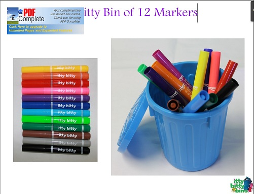 ITTY BITTY STATIONERY BINS SET. PACKAGED FOR RETAIL SALE.  COMES WITH: 1 LAZY SUSAN, 12 MARKERS, 8 SCISSORS, 8 GLUE STICKS, 16 PENCILS. MADE FROM: ITTY BITTY BINS: POLYPROPYLENE, LAZY SUSAN: POLYSTYRENE, SCISSORS: POLYPROPYLENE HANDLE AND STAINLESS STEEL BODY, MARKERS: POLYPROPYLENE, GLUE STICK: POLYVINYLPYRROLIDONE, COLOUR PENCIL: PAINT APPEARANCE AND  WOOD BARREL AND  LEAD (GRAPHITE AND  CARBON)