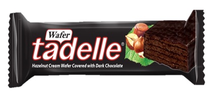 A WAFER BAR COVERED WITH DARK CHOCOLATE. THE WAFER PART IS COMPOSED OF HAZELNUT CREAM, WHEAT FLOUR, CORN STARCH, RAISING AGENTS, AND VEGETABLE OIL. PACKAGED FOR RETAIL SALE IN A 35 GRAMME PACK.