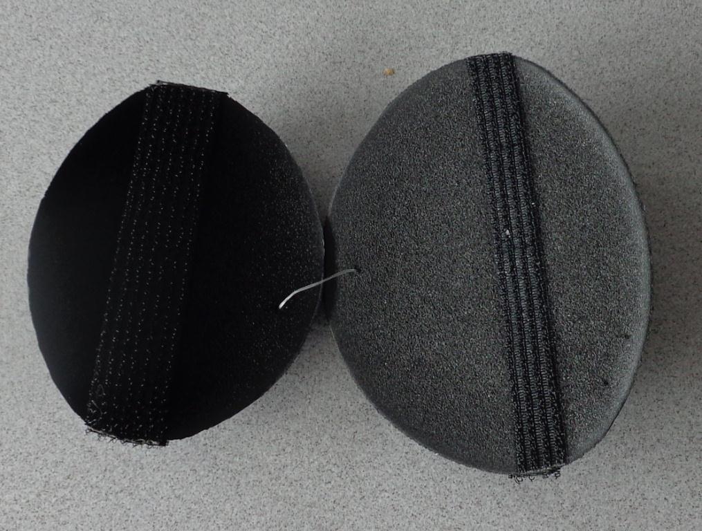 HAIR VOLUME PAD PACK. PACK OF 2. FOAM PAD IS DOME SHAPED WITH A STRIP OF VELCRO OVER THE TOP AND UNDERNEATH. THE VELCRO IS TO PREVENT  THE PAD FROM MOVING WHEN IN PLACE. SECTION OFF A 3 INCH SQUARE OF HAIR AT THE FRONT OF YOUR HEAD AND COMB FORWARDS. PLACE THE FOAM PAD (DOME SIDE UP), ON TOP OF THE HAIR ROOTS OF THE SECTION. LAY SECTIONED HAIR BACK DOWN OVER THE PAD AND PIN IN PLACE. GIVES THE APPEARANCE OF VOLUME AT THE FRONT OF THE HAIR. AVAILABLE AS A PACK OF 2 IN 2 DIFFERENT SIZES.