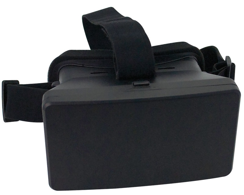 VIRTUAL REALITY GOGGLES WHICH CONSIST OF A PLASTIC CASING AND GLASS LENSES. THE GOGGLES HAVE NO ELECTRICAL COMPONENTS AND ARE PURELY FOR HOLDING A SMARTPHONE IN FRONT OF YOUR FACE.