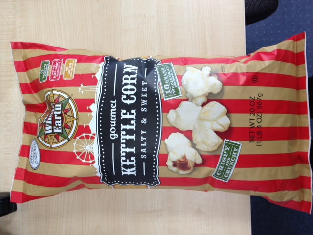 POPPED KETTLE POPCORN PUT UP FOR RETAIL SALE IN 567 GRAMME BAGS. ALSO CONTAINS SUGAR, VEGETABLE OIL, SEA SALT AND SOY LECITHIN