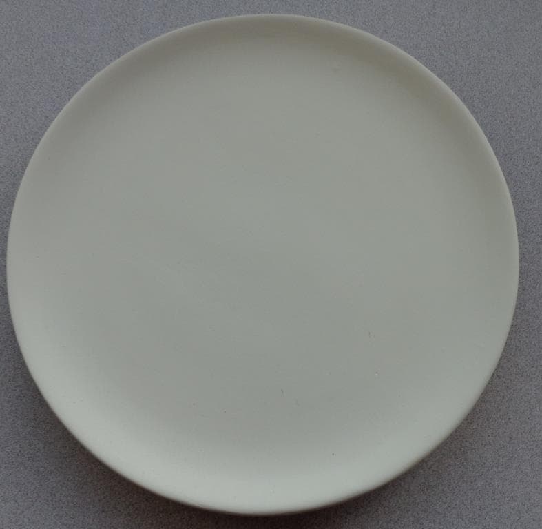 AN UNFINISHED DECORATIVE ARTICLE. DESCRIBED AS AN UNGLAZED CERAMIC ORNAMENTAL PLATE IN EARTHENWARE POTTERY BISQUE.THE PLATE IS SHALLOW AND HAS TWO HOLES ON THE BACK DESIGNED FOR PASSING AN ATTACHMENT FOR HANGING. IN THIS FORM THE ARTICLE IS POROUS AND WILL NOT HOLD WATER.SOLD FOR USE IN CRAFT ACTIVITIES WHERE THE ARTICLE IS TO BE FURTHER WORKED. CONSIDERED TO BE AN ARTICLE OF UNFINISHED ORNAMENTAL WARE.
