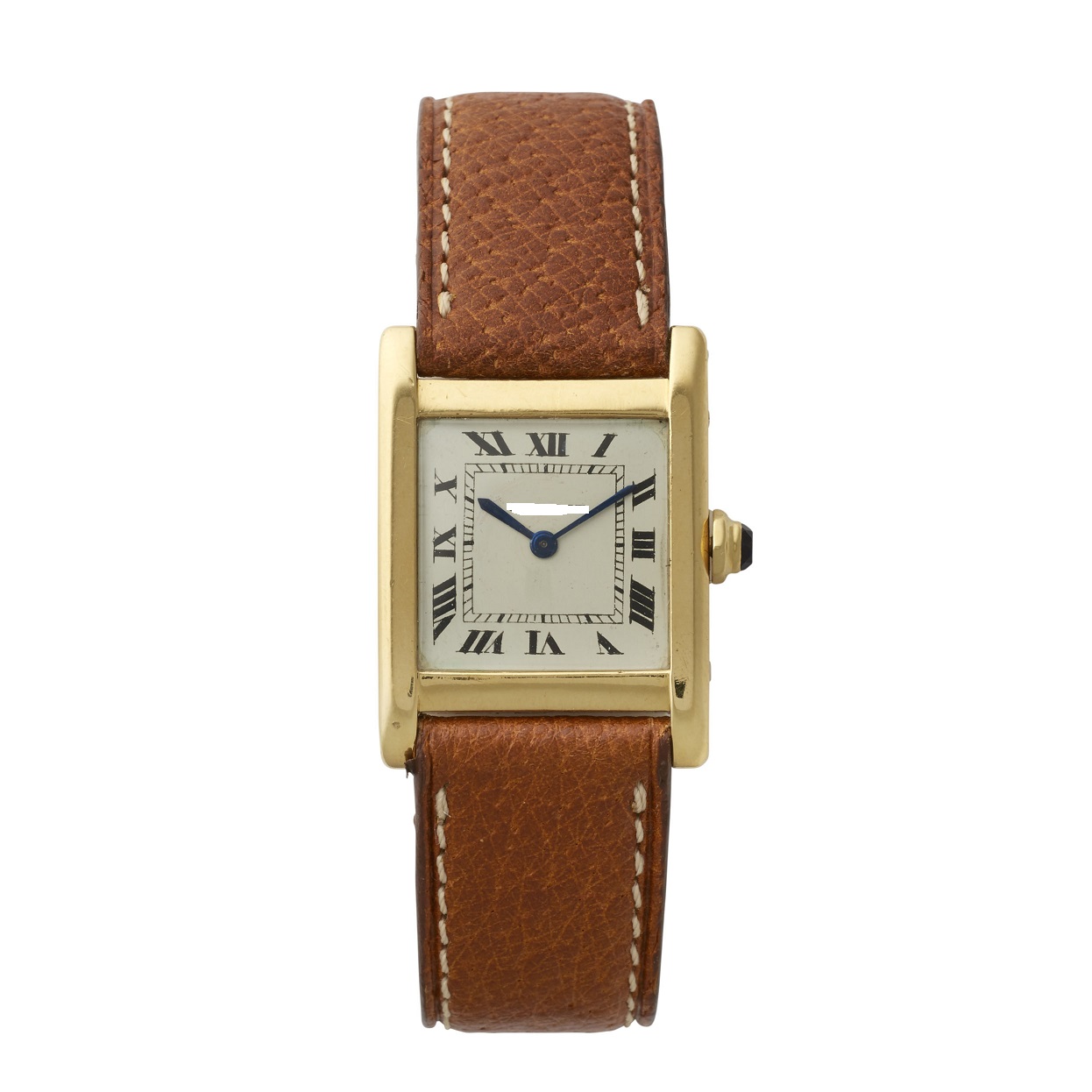 18KT YELLOW GOLD WRISTWATCH WITH A MECHANICAL WATCH MOVEMENT. THE WATCH HAS A SILVER DIAL, ENAMEL NUMERALS, STEEL HANDS, CRYSTAL GLASS, SAPPHIRE WINDER, LEATHER STRAP AND 18KT YELLOW GOLD CLASP. THE WATCH WAS MADE IN 1950 AND IS A LIMITED EDITION. THE WATCH IS MECHANICAL AND HANDMADE WITH MANUAL WINDING.
