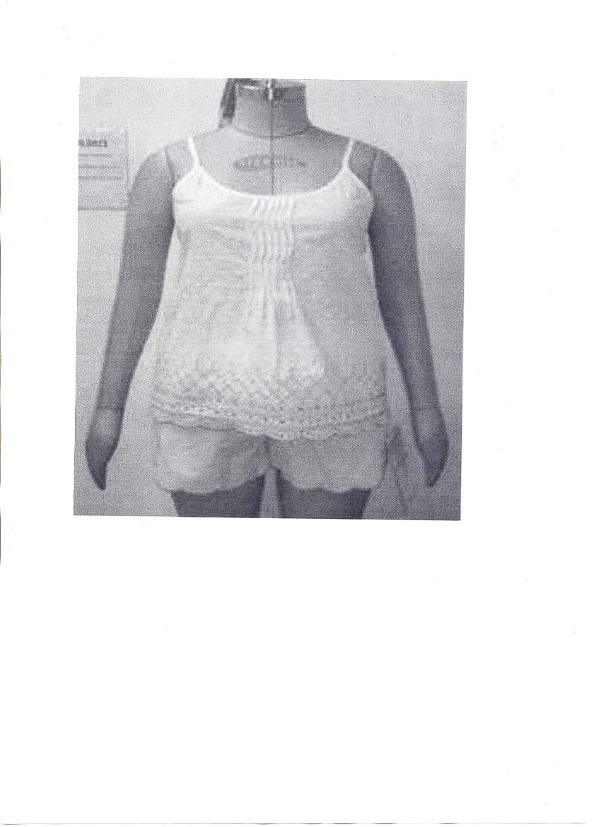 LADIES WOVEN 100% COTTON PYJAMAS, CONSISTING OF CAMISOLE WITH TWO THIN SHOULDER STRAPS WITH A PAIR OF MATCHING SHORTS. BOTH THE TOP AND BOTTOMS HAVE CONTRASTING DECORATIVE EMBROIDERY AROUND THE BOTTOM OF THE GARMENTS.