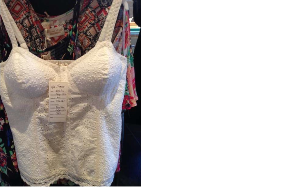 A LADIES 100% VISCOSE WOVEN CAMISOLE WITH PADDED CUPS, THIN STRAPS, BUTTONS DOWN THE FRONT. TO BE WORN AS A TOP AND NOT AS UNDERWEAR. DESIGNED TO COVER THE UPPER PART OF THE BODY FROM THE SHOULDERS TO THE HIP.