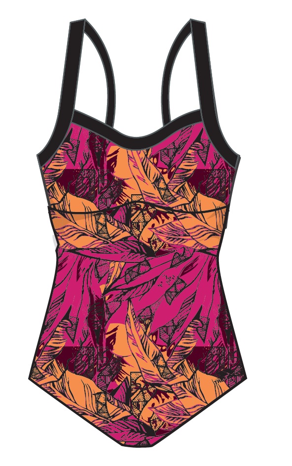 A KNITTED ONE-PIECE SWIMMING COSTUME FOR WOMEN. WITH REMOVABLE BUST PADS AND A LINED GUSSET. 80% POLYAMIDE AND 20% ELASTINE. MULTICOLOURED.
