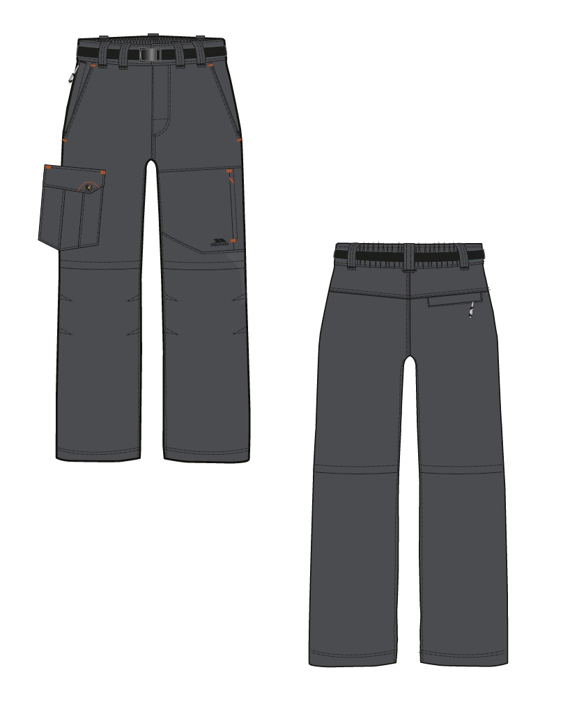 MENS WOVEN TROUSERS OF 100% POLYAMIDE. THEY HAVE AN ADJUSTABLE BELT, ZIP OFF LEGS, FLY FRONT OPENING, AND SIX POCKETS