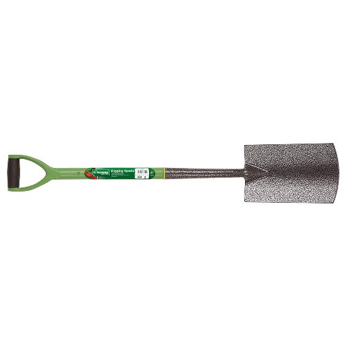 CARBON STEEL BORDER SPADE WITH D SHAPED SOFT GRIP HANDLE. COMPLETE WITH FULL COLOUR LABEL.