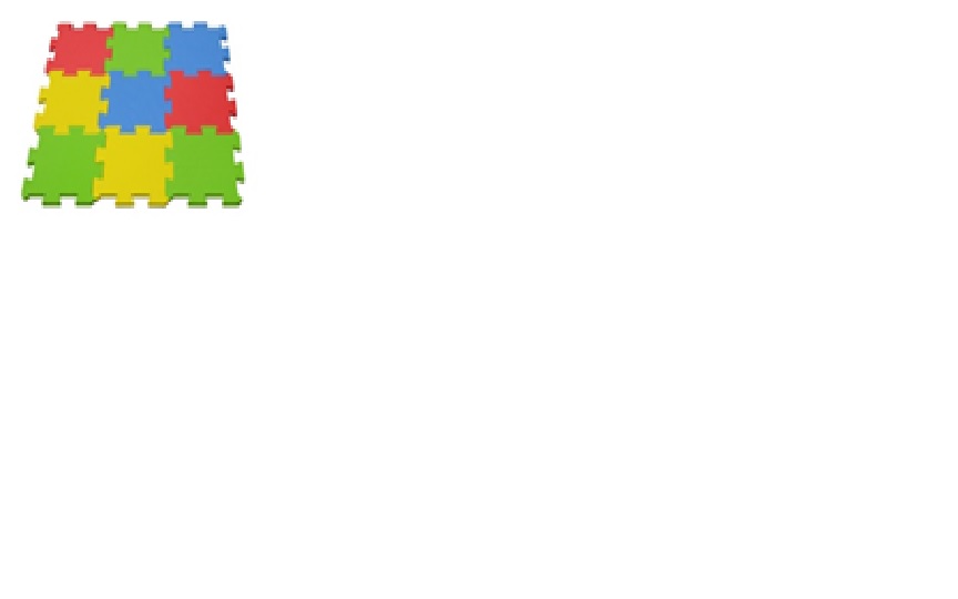 PLAY MAT MADE OF 100% EVA FOAM. CONSISTING OF NINE INTERLOCKING PIECES OF RED, BLUE, YELLOW AND GREEN PUZZLE LIKE PIECES, PROVIDING ADDITIONAL PROTECTION TO SURFACES AND CHILDREN. PACKAGED IN SHRINK WRAP WITH AN INSERT LABEL.