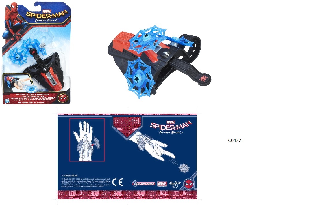A TOY WEAPON WORN ON THE WRIST. IT HAS THREE BLUE CIRCULAR PROJECTILES THAT ROTATE THROUGH THE AIR. THE PROJECTILES ARE FIRED USING THE MIDDLE TWO FINGERS.  PUT UP FOR RETAIL SALE.