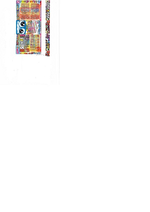 A SCENTED ACTIVITY TRAVEL DESK SET CONTAINING 8 COLOURED PENCILS, 10 MARKERS, 22 CRAYONS, 24 ACTIVITY SHEETS, 2 STICKER SHEETS, AND 4 COLLECTOR CARDS. CONTAINED IN A RESEALABLE STORAGE CASE.