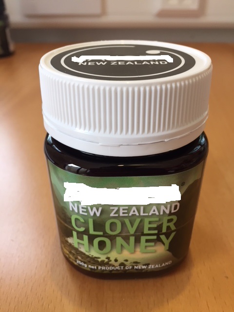 NATURAL FOOD CLOVER HONEY. PUT UP FOR RETAIL SALE IN JARS OF 250 GRAMMES.