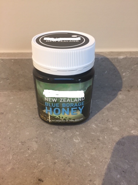 BLUE BORAGE NATURAL HONEY. PUT UP FOR RETAIL SALE IN JARS OF 250 GRAMMES.