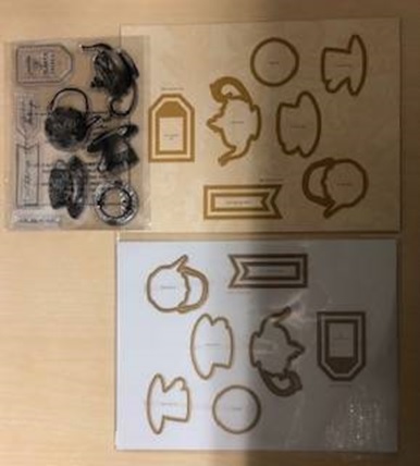 A CRAFT STAMPS AND DIES SET.
COORDINATING CLEAR STAMPS AND CUTTING DIES WHICH PAIR WITH IVORY CARD STOCK OF THE SAME NAME TO CREATE CRAFT ITEMS FOR ALL OCCASIONS. 
HAS STORAGE SLEEVE TO HOLD SMALL CUTTING DIES.
CONSISTA OF:
11 RUBBER RE-USABLE STAMPS - ANTIQUE IMAGERY AND SENTIMENTS
9 DIES - ANTIQUE IMAGERY AND SENTIMENTS
1 STORAGE SLEEVE
1 MAGNETIC SHEET