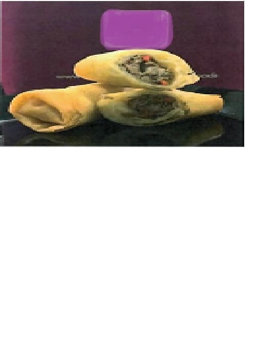MINI DUCK SPRING ROLLS 18 GRAMS.  FILLING OF DUCK, VEGETABLES MIX WITH SEASONING AND SAUCE, WRAPPED WITH PASTRY SHEET IN CYLINDER SHAPE, FULLY DEEP FRIED COOKED AND THEN INDIVIDUALLY QUICK FROZEN.  PACK OF 10 MINI SPRING ROLLS.  CONTAINING MORE THAN 20% BY WEIGHT OF MEAT.