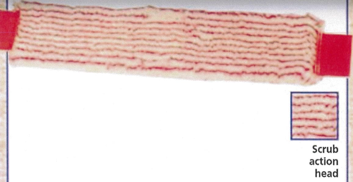 A WOVEN CLEANING CLOTH, STRIPED DESIGN. SAID TO BE MADE FROM MIXED TEXTILE FIBRES. (OF POLYPROPYLENE). USED AS A COVER FOR THE HAND HELD SNAPPER WITH MULTIPURPOSE CLEANING. DESIGNED FROM JANITORIAL USE.