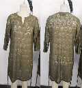 A KNITTED LACE BEACH COVER UP STYLE DRESS. REACHING DOWN TO BELOW MID THIGH. ROUND NECK WITH V CUT OUT AT FRONT OF NECKLINE. 3/4 LENGTH SLEEVES. SAID TO HAVE DOUBLE SIDE SEAM TIES WITH BEADS. 95% POLYESTER AND 8% ELASTANE.