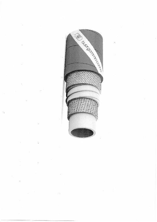 WHITE SMOOTH BUTYL RUBBER TUBING, REINFORCED WITH SYNTHETIC PLIES AND STEEL WIRE SPIRALS AND COVERED WITH EPDM RUBBER. COLOUR ORANGE