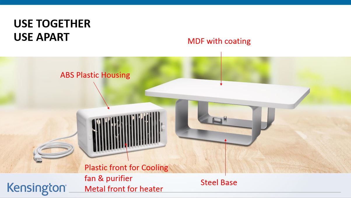 A PERSONAL FAN WHICH HAS USB CONNECTION. THE UNIT CAN BE PLACED ON A DESK/WORK TOP. IT CAN ALSO BE USED AS AN ACCESSORY FOR AN ASSOCIATED MONITOR STAND. FAN MOTOR DOES NOT EXCEED 125W.
