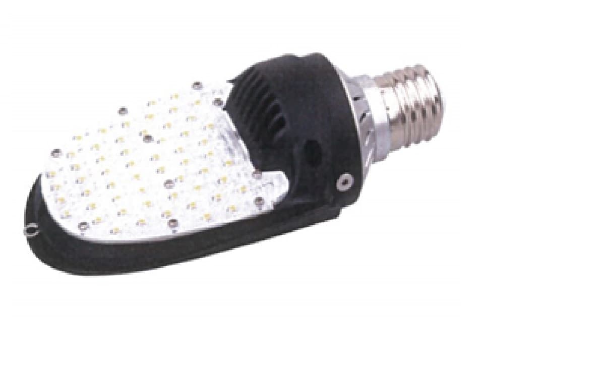 54 WATT ROTATIONAL RETROFIT LED LAMP. COLOUR TEMPERATURE - 4K. CONTAINS INTERNAL LEDS & LED DRIVER. LAMP CASE MADE OF MAGNESIUM ALLOY AND HAS A POLYCARBONATE LENS. LAMP DIMENSIONS ARE 233MM X 113MM X 80MM WITH AN E27 BASE. WEIGHT 0.7KG. 50,000 HOURS RATED LIFE. APPLICATIONS - STREETLIGHTS, FLOODLIGHTS, CANOPY LIGHTS