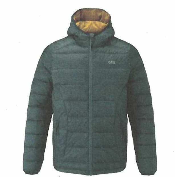 AN INSULATED MEN'S NYLON LIGHTWEIGHT JACKET WITH HOOD. TWO LOWER POCKETS, A ZIPPED CHEST POCKET, AND AN ADJUSTABLE HEM. COVERS THE HIPS BUT NOT BEYOND MID THIGH. ZIPPED DOWN THE FRONT WITH NO LEFT OVER RIGHT OR RIGHT OVER LEFT FASTENING, AND THUS CONSIDERED TO BE UNISEX. COLOUR - NAVY OR PEWTER