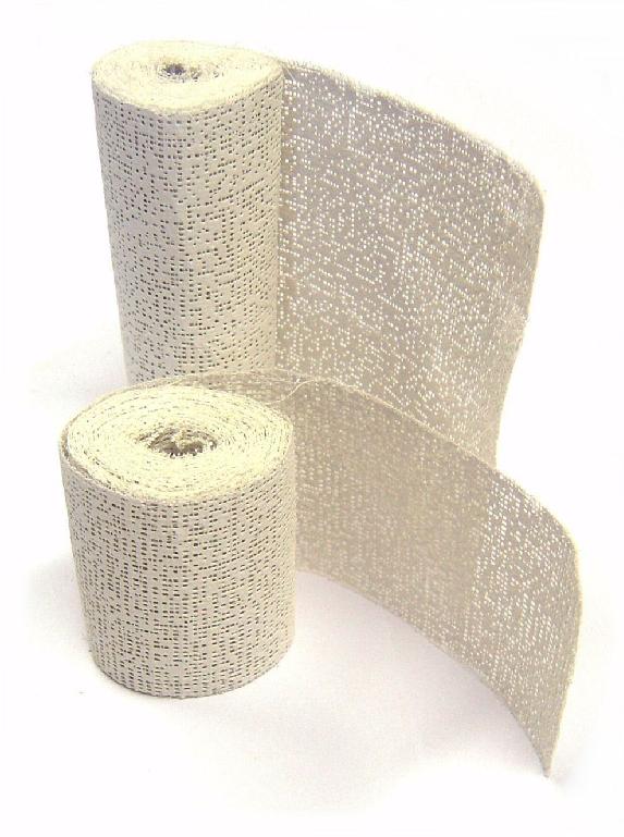 MEDICAL BANDAGES MADE OF BLEACHED COTTON GAUZE IMPREGNATED WITH CALCIUM SULPHATE HEMIHYDRATES (PLASTER OF PARIS) AND BONDED WITH NON-TOXIC ADHESIVES. PACKAGED INDIVIDUALLY IN WHITE PLASTIC BAGS.